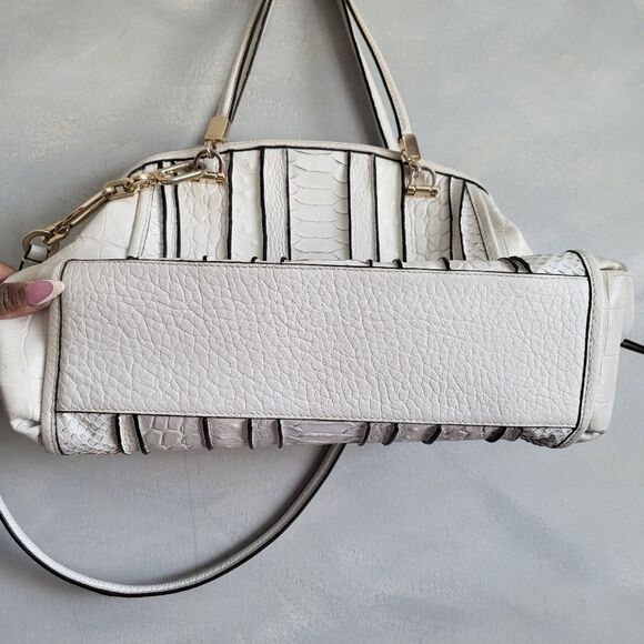 Coach Madison Domed Satchel in Exotic Animal Embossed Stripe Leather 14 x 12 x 3 - Picture 9 of 13